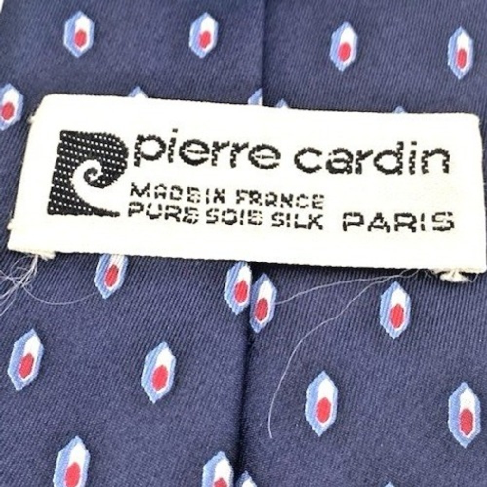 Pierre Cardin Paris Necktie Navy‎ Blue Geometric Silk Designer Tie